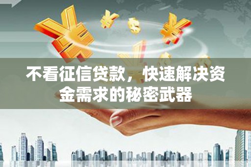 红古不看征信贷款，快速解决资金需求的秘密武器