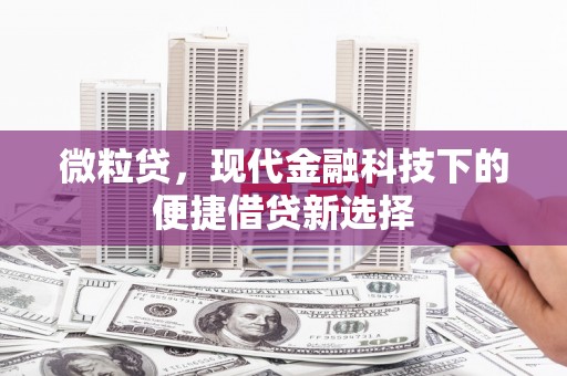 红古微粒贷，现代金融科技下的便捷借贷新选择