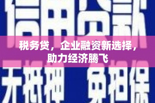 红古税务贷，企业融资新选择，助力经济腾飞