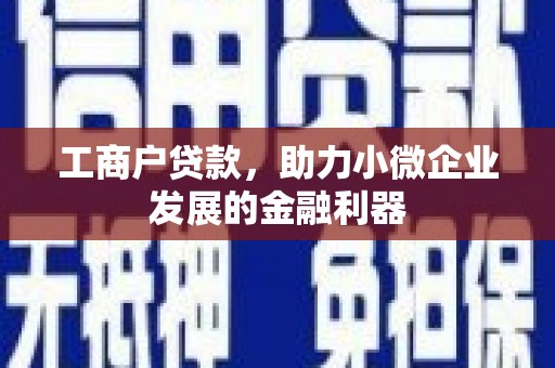 红古工商户贷款，助力小微企业发展的金融利器