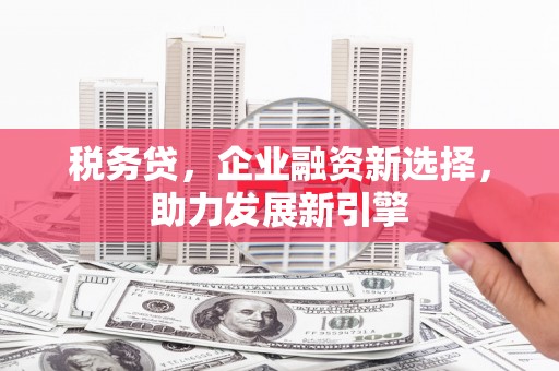 红古税务贷，企业融资新选择，助力发展新引擎