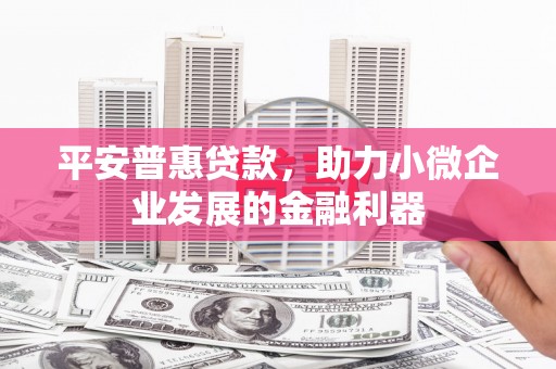 红古平安普惠贷款，助力小微企业发展的金融利器